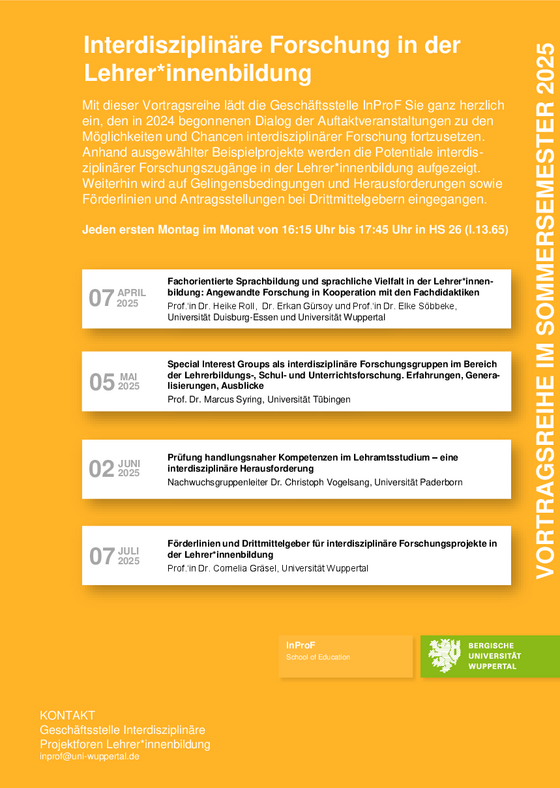 Plakat Vortragsreihe InProF